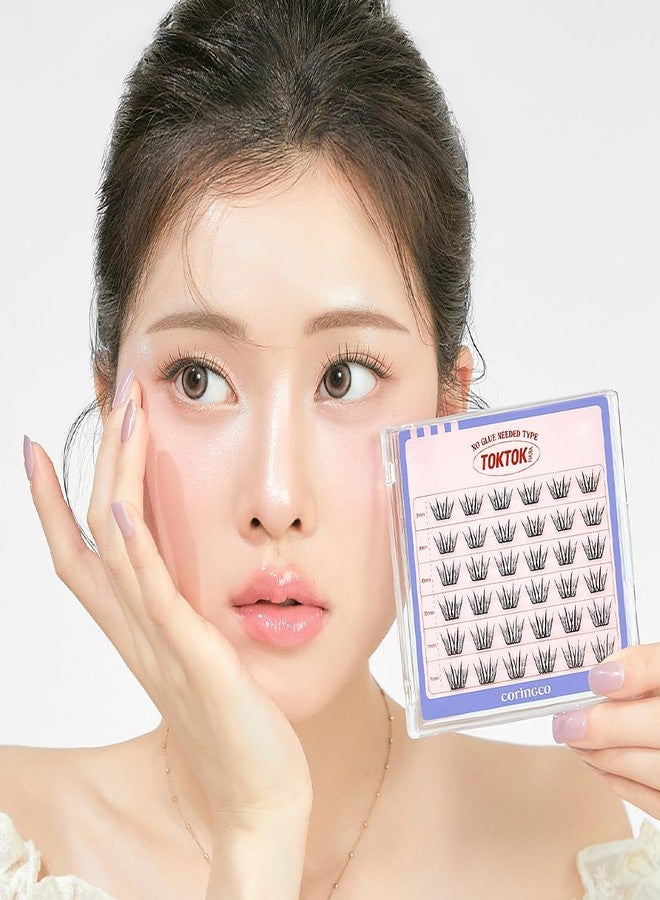 CORINGCO Toktok Hara Light Self Adhesive False Eyelashes, Natural Look, No Glue Needed, Assorted Set of 9/10/11mm, Reusable Lash Clusters Kbeauty - Blossom - Image 1