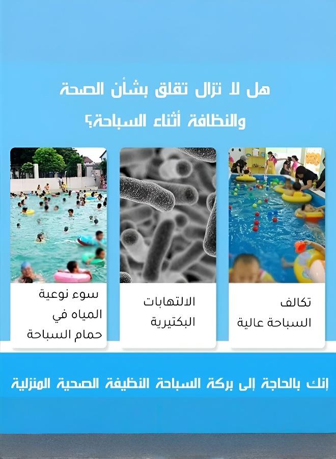حوض سباحة منفوخ، مقاس 210×140×60 سم، حوض عائلي منفوخ بثلاث حلقات، حوض مستطيل فوق الأرض مصنوع من مادة PVC السميكة المقاومة للتآكل، مناسب للأطفال والكبار، للاستخدام الخارجي في الحدائق والفناءات الخلفية للاستمتاع بالألعاب المائية في الصيف (بدون مضخة هواء) - Image 5