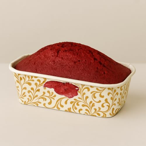 Esslly Bake n Serve Paper Loaf Pan | Gold Floral Design | 250g Capacity | Greaseproof & Oven Safe | 158x55x52 mm | Pack of 25 | Ideal for Cakes, Bread & More - Image 5