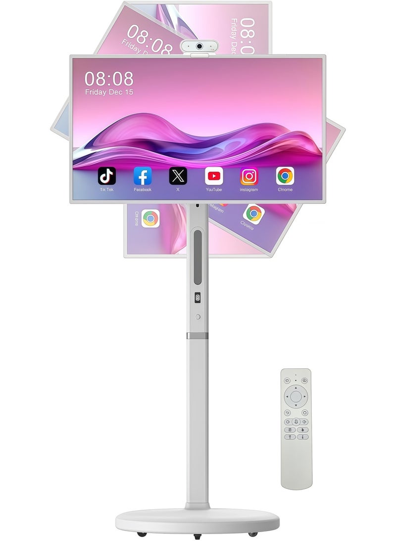 فلاشهوك شاشه متنقله شاشة تلفزيون محمولة مقاس 27 بوصة مع شاشة تعمل باللمس، تلفزيون ذكي متحرك على عجلات 8 جيجابايت + 128 جيجابايت، يدعم متجر جوجل، دوران كامل، مشاركة عرض متعددة، نظام تشغيل أندرويد 13، بطارية مدمجة - Image 1