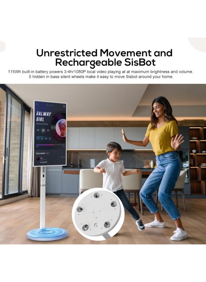 فلاشهوك شاشه متنقله شاشة تلفزيون محمولة مقاس 27 بوصة مع شاشة تعمل باللمس، تلفزيون ذكي متحرك على عجلات 8 جيجابايت + 128 جيجابايت، يدعم متجر جوجل، دوران كامل، مشاركة عرض متعددة، نظام تشغيل أندرويد 13، بطارية مدمجة - Image 2