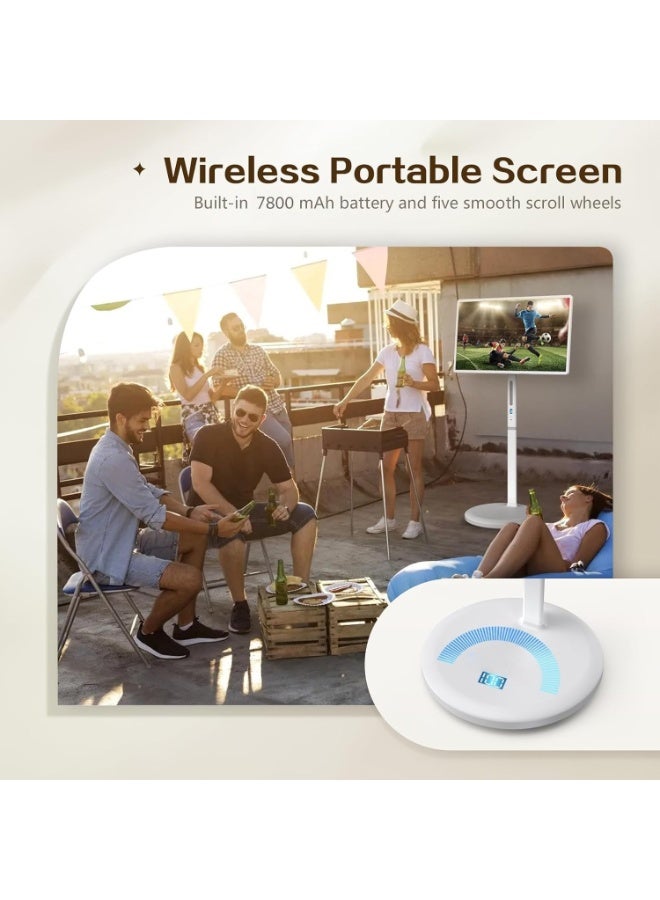 فلاشهوك شاشه متنقله شاشة تلفزيون محمولة مقاس 27 بوصة مع شاشة تعمل باللمس، تلفزيون ذكي متحرك على عجلات 8 جيجابايت + 128 جيجابايت، يدعم متجر جوجل، دوران كامل، مشاركة عرض متعددة، نظام تشغيل أندرويد 13، بطارية مدمجة - Image 5