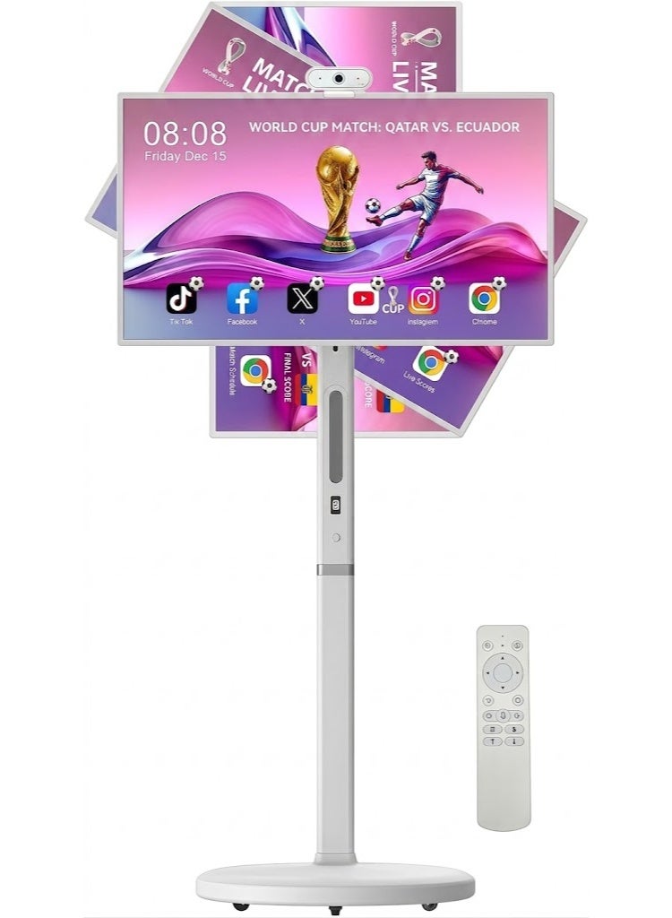 FlashHawk 27 Inch Portable TV Monitor With Touch Screen, Smart Rolling TV on Wheels 8GB+128GB, Support Google Store, Full Swivel Rotation, Multiple Projection Sharing, Android OS 13, Built-in Battery - Image 1