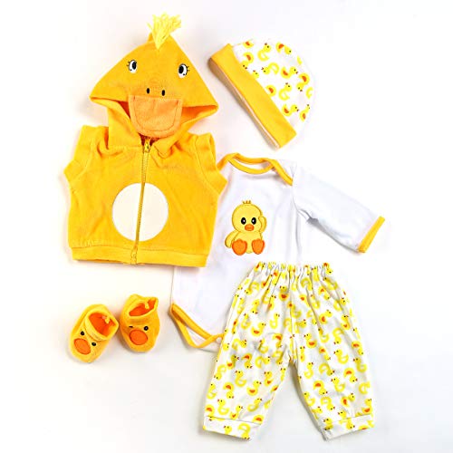 Pedolltree Reborn Baby Dolls Clothes 22 inch Outfit Accessories Yellow Duck 5pcs Set for 2022 Inch Reborn Doll Newborn GirlBoy - Image 5