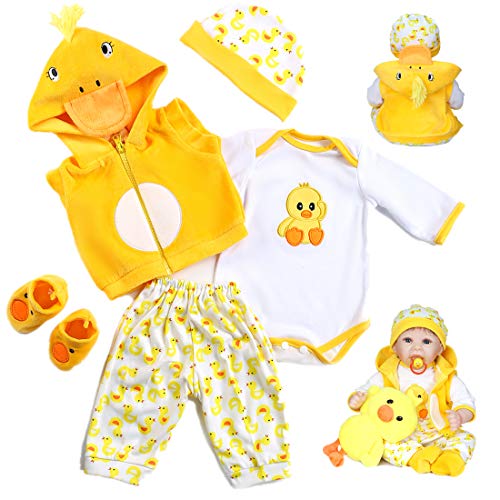 Pedolltree Reborn Baby Dolls Clothes 22 inch Outfit Accessories Yellow Duck 5pcs Set for 2022 Inch Reborn Doll Newborn GirlBoy - Image 1
