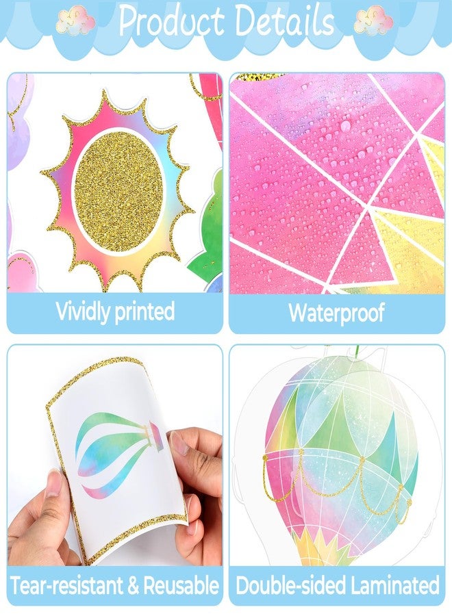 QOUBAI Hot Air Balloon Bulletin Board The Sky is The Limit Classroom Bulletin Board Decorations Colorful Hot Air Balloon Cloud Cutouts Decorations for Back to School Office Home Chalkboard Decor Wall Door - Image 3