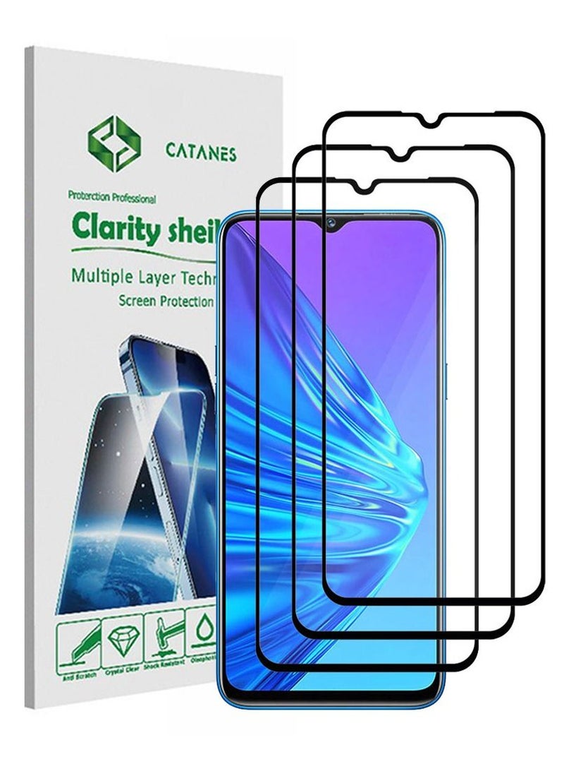 CATANES 3 Pack For Realme5 Screen Protector Tempered Glass Full Glue Back - Image 1