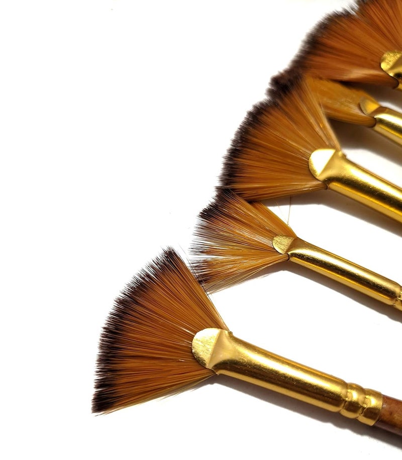 Generic ARTISTERY Art Taklon Hair Artists Hobbyists Brush Set Fan Brushes Sizes 2 4 6 8 10 12 for Blending Texture Special Effects Grass Fur Foliage Multicolour - Image 2
