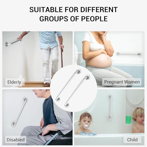 Tesuchan 16 Inch Grab Bars for Wall Brush Nickel, Safety Shower Grab Bars for Seniors Elderly Handicapped, Handicap Grab Bars for Shower with Concealed Screws, Tesuchan - Image 4