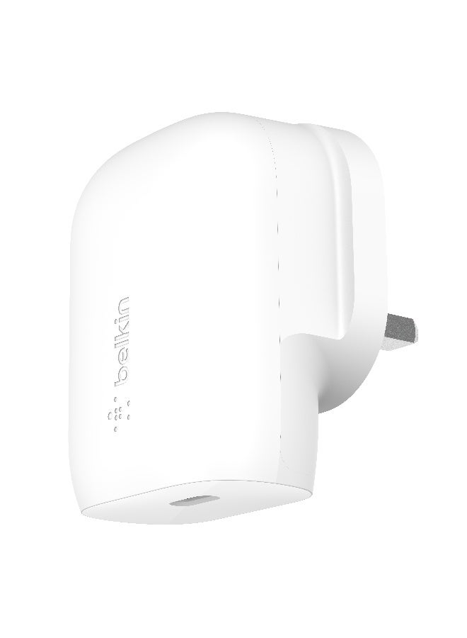 بيلكين شاحن حائط Belkin 30 واط USB-C وبتقنية PPS وPowerDelivery ومُعتمد من USB-IF PD 3.0، شحن سريع لـ iPhone 15/15 Plus وPro وPro Max وSamsung Galaxy S24 وiPad وAirPods وMacBook Air وGoogle Pixel وغيرهم. لون أبيض - Image 5