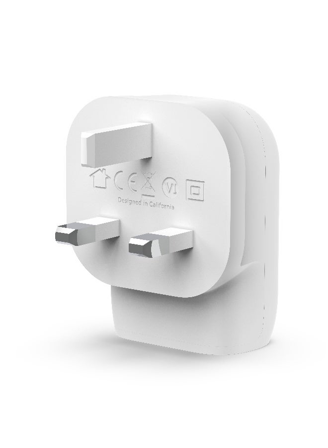 بيلكين شاحن حائط Belkin 30 واط USB-C وبتقنية PPS وPowerDelivery ومُعتمد من USB-IF PD 3.0، شحن سريع لـ iPhone 15/15 Plus وPro وPro Max وSamsung Galaxy S24 وiPad وAirPods وMacBook Air وGoogle Pixel وغيرهم. لون أبيض - Image 1