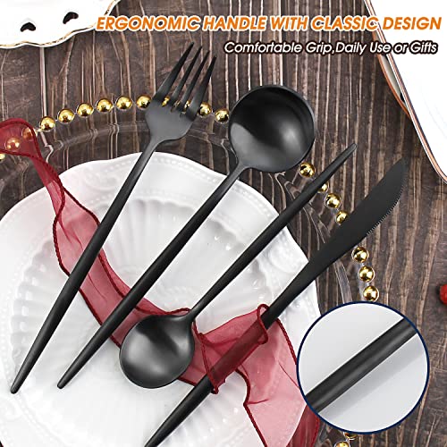 BEGEEL Matte Black Silverware Set,BEGEEL 20 Piece Stainless Steel Flatware Set,Service for 4,Satin Finish Tableware,Cutlery Sets,Utensil Sets for Kitchen and Home,Dishwasher Safe - Image 5