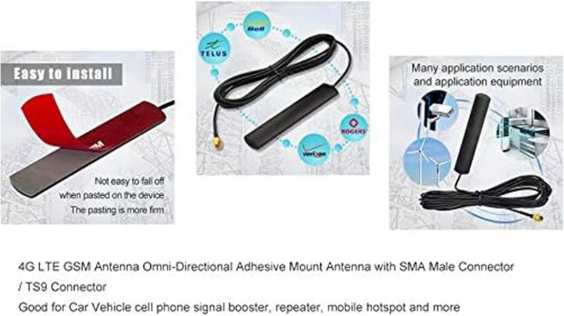 Superbat هوائي Wlaniot 4G LTE GSM متعدد الاتجاهات 700-2600MHZ مع تركيب لاصق وموصل SMA ذكر للسيارة ونقطة الاتصال وجهاز التوجيه والمودم بطول 10 أقدام - Image 3