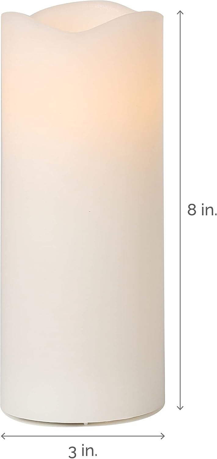 Mikasa Mikasa Real Wax Wavy Top Flameless Candles Exquisite White Battery Candles for Wedding Christmas Decorations and Everyday 3x8 Inch - Image 2