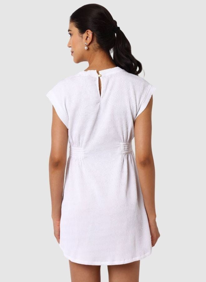 Freehand Women Regular Fit Textured Crew Neck Sleeveless Mini Dress - Image 4