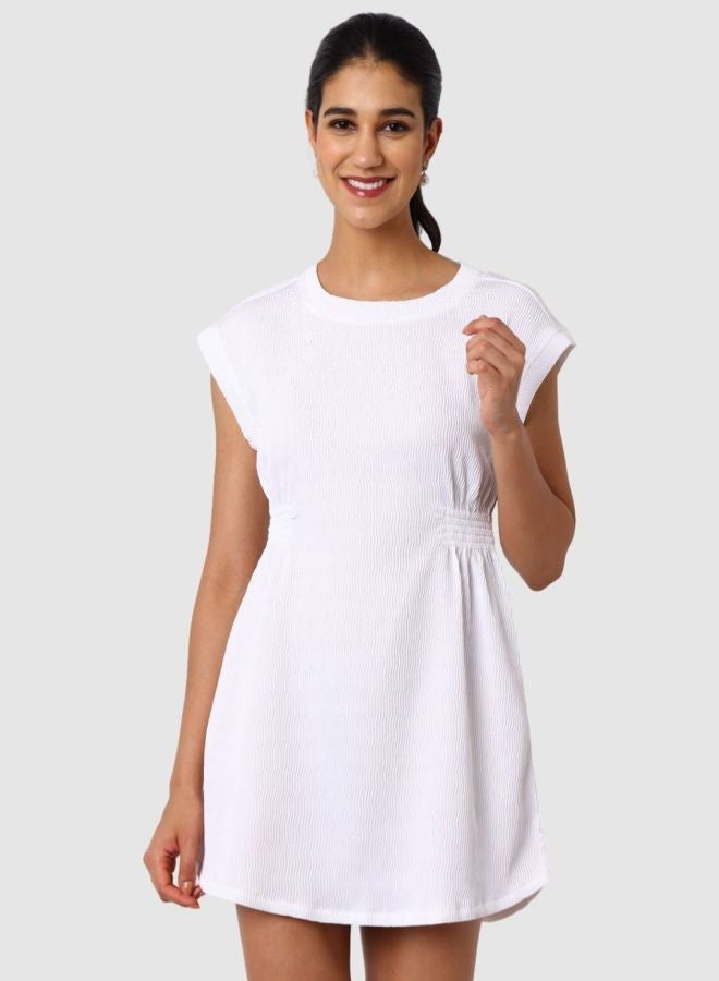 Freehand Women Regular Fit Textured Crew Neck Sleeveless Mini Dress - Image 2