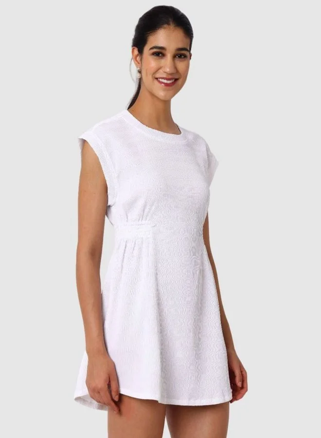 Freehand  Women Regular Fit Textured Crew Neck Sleeveless Mini Dress for Women | Best Price UAE