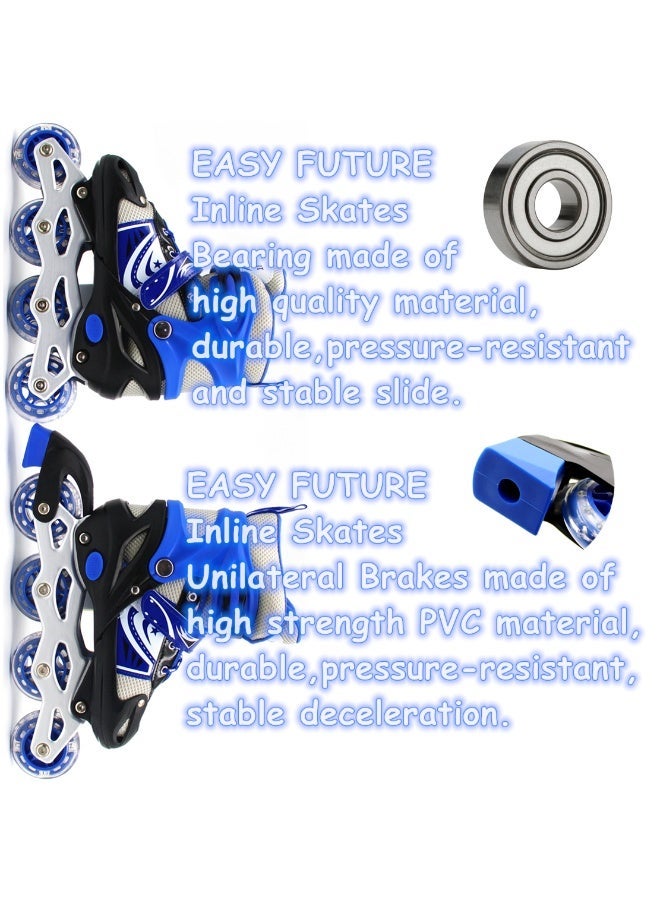 EASY FUTURE Roller Skates Adjustable Inline Skates for Kids Flashing LED Wheels Skate Shoes for Boys Girls Beginners Including Full Protective Gear Set NO.1301H - Image 5