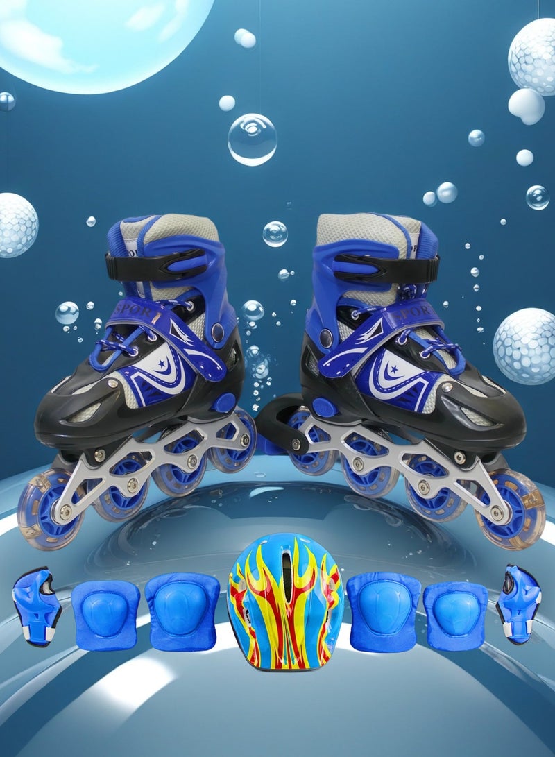 EASY FUTURE Roller Skates Adjustable Inline Skates for Kids Flashing LED Wheels Skate Shoes for Boys Girls Beginners Including Full Protective Gear Set NO.1301H - Image 1