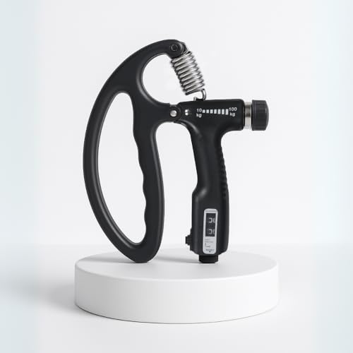 PRO365 D Shape Pro Hand Gripper | Strengthener with Counter Timer | 100KG Resistance | Hand Exerciser for Forearm, Wrist Workout | Improve Grip Strength | Endurance & Flexibility | Black | - Image 1