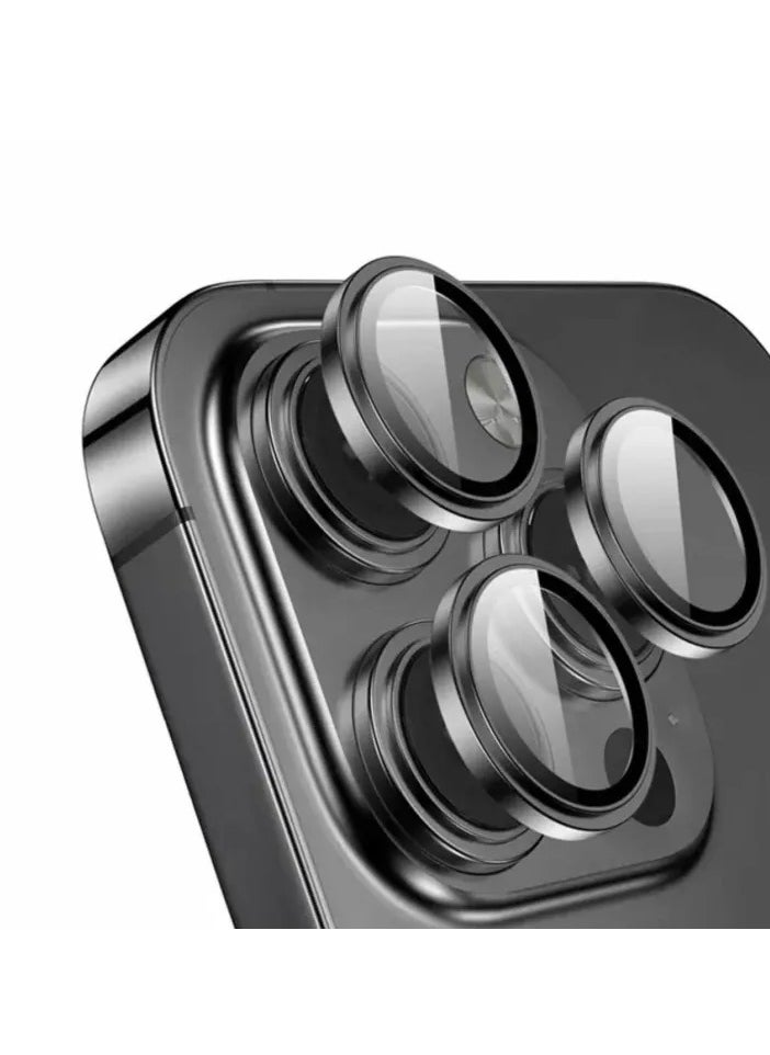 MOCOM iPhone 16 Pro Max/16 Pro Camera Lens Protector, 9H Tempered Glass Screen Protector with Metal Individual Ring, HD Clear Anti-Glare, Scratch-Resistant, Easy Installation  - Image 1