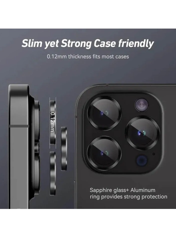 MOCOM iPhone 16 Pro Max/16 Pro Camera Lens Protector, 9H Tempered Glass Screen Protector with Metal Individual Ring, HD Clear Anti-Glare, Scratch-Resistant, Easy Installation  - Image 2