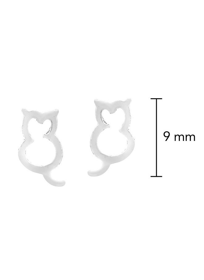 AeraVida Cute Little Fat Cat Silhouette .925 Sterling Silver Post Drop Stud Earrings For Pet And Feline Lover'S And Animal Inspired Fashion Accessories  - Image 4