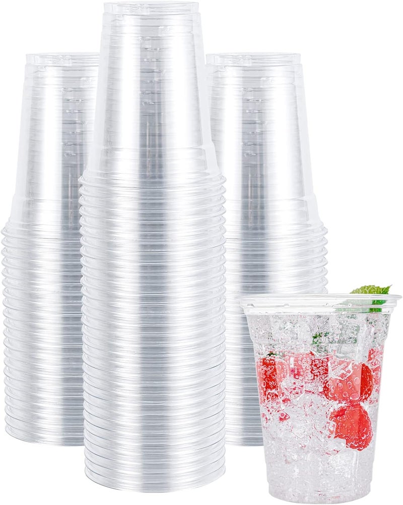 LULLABY 200PCS Disposable Clear Cups, 12oz Crystal Clear Plastic Cups Bulk, PET Drinking Cup for Water, Juice, Soda, Ice Coffee, Ideal for Party, Wedding and Daily Use - Image 1