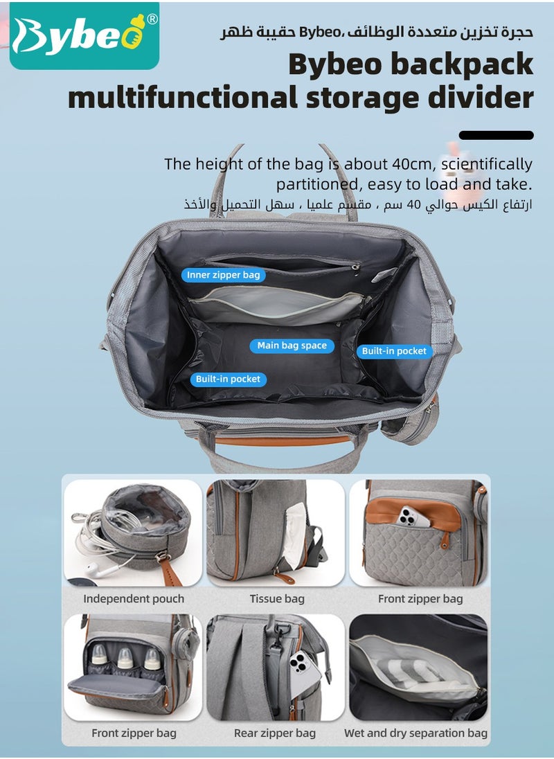 Bybeo Diaper Bag Backpack, Nappy Bag Backpack, Baby Changing Bags, Multifunctional Travel Back Pack Maternity, Large Capacity, Waterproof and Stylish  - Image 4