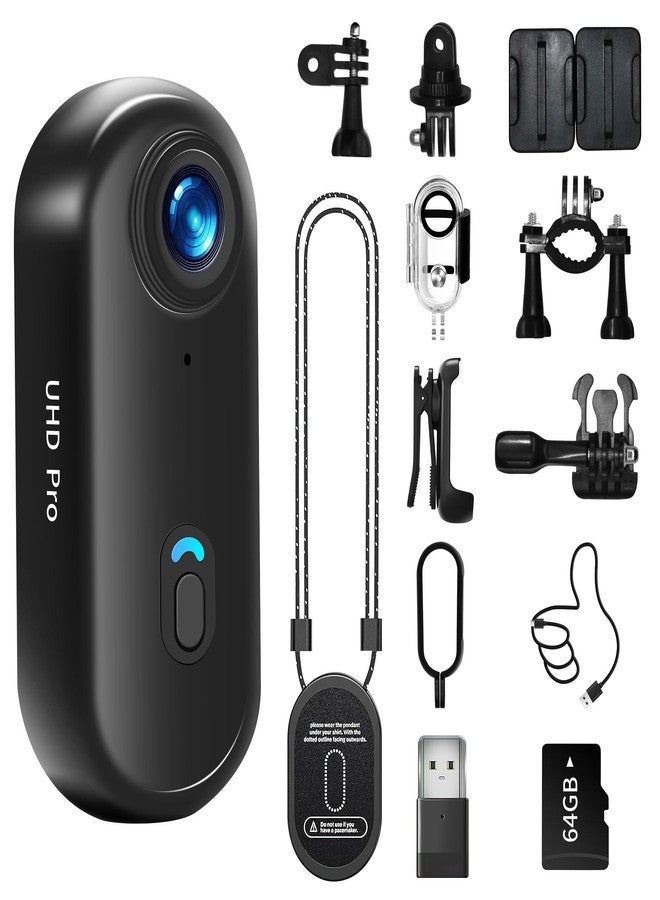 Asdanalili Thumb Action Camera with Memory Card Mini Body Camera WiFi Magnetic Clip Wearable Hands-Free Recording POV Camera Waterproof case Mount Anywhere for Sports Vlogging Cycling (Black, 64, GB) - Image 1