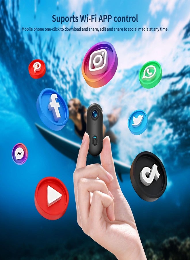 Asdanalili Thumb Action Camera with Memory Card Mini Body Camera WiFi Magnetic Clip Wearable Hands-Free Recording POV Camera Waterproof case Mount Anywhere for Sports Vlogging Cycling (Black, 64, GB) - Image 5