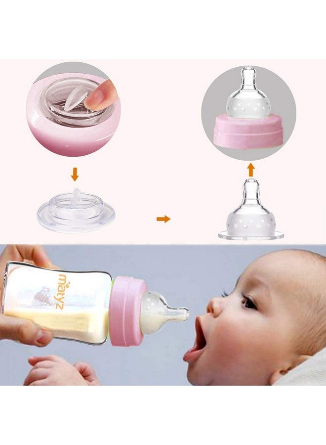 Matyz Glass Breastmilk Storage Containers, 4 Pack, 8 oz Bottle, Fit with Spectra Medela Philips Avent Pump - Wide Mouth Breastmilk Collection and Storage Bottle with Lids - No BPA (Pink Lids) - Image 5