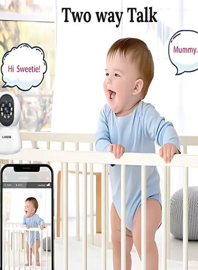 كير مي كاميرا CareME 3 ميجابكسل للمراقبة الداخلية، قابلة للتحريك والإمالة، لمراقبة الأطفال والحيوانات الأليفة، مزودة بخاصية كشف الحركة، صوت ثنائي الاتجاه، تخزين على بطاقة SD، لون أبيض - Image 3