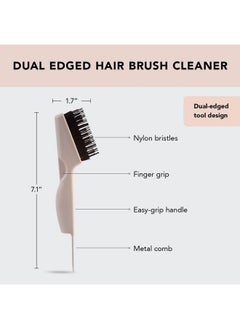 Kitsch Kitsch Double Sided Hair Brush Cleaner Tool 2-in-1 Comb Cleaner | Eco-Friendly Hair Brush Rake | Double Edge Hair Remover Brush & Hairbrush Cleaner Solution for Hair Brush Maintenance, Gifts for Women  - Image 2