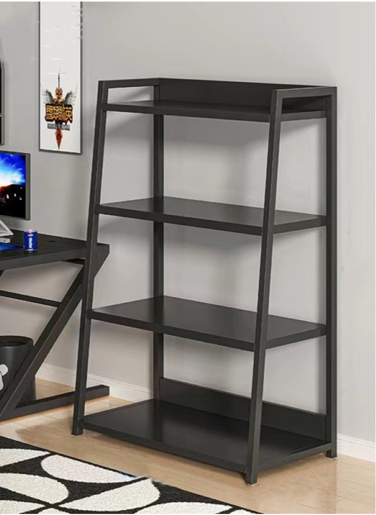 Kutis 4-Tier Simple Bookshelf Bookcase Living Room Storage Rack Black 60x30x97 cm  - Image 1