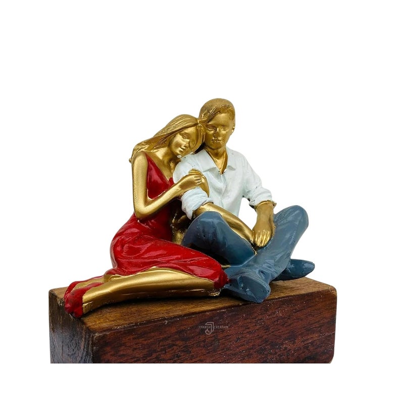 J JIYANSH CREATION J JIYANSH CREATION Valentine Day Special Sitting Love Couple Showpiece for Home Decor Valentine Day Gift Couple Statue Figurine Showpiece Height 13 CM Red - Image 5