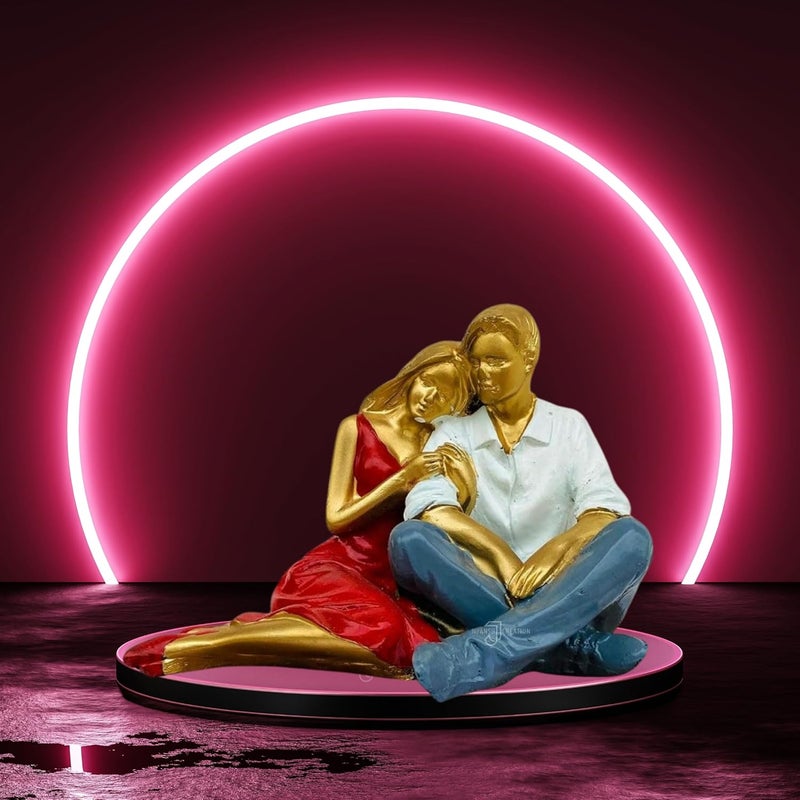 J JIYANSH CREATION J JIYANSH CREATION Valentine Day Special Sitting Love Couple Showpiece for Home Decor Valentine Day Gift Couple Statue Figurine Showpiece Height 13 CM Red - Image 2