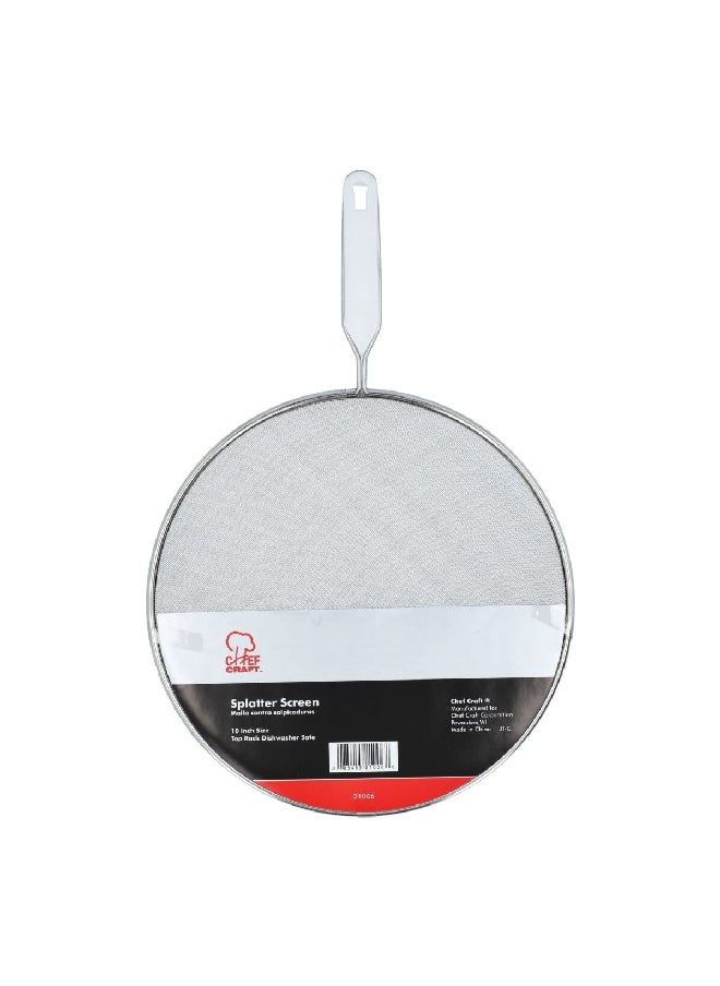 Chef Craft Splatter Screen with Handle Silver 10 Inch 21006  - Image 1