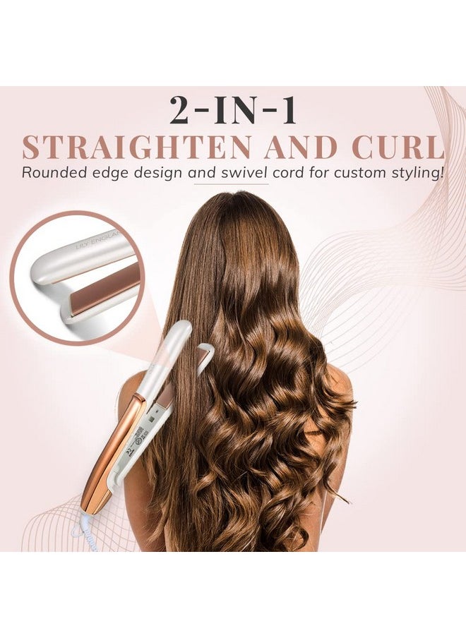 Lily England - Hair Straightener And Curler 2 In 1 212°F 446°F Adjustable Temperature Dual Voltage 1 Inch Ceramic Rose Gold Flat Iron Hair Straightener Curling Iron In One By Lily England - Image 1