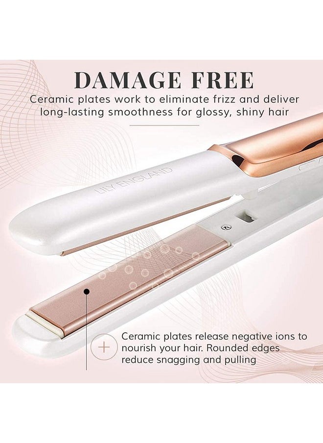 Lily England - Hair Straightener And Curler 2 In 1 212°F 446°F Adjustable Temperature Dual Voltage 1 Inch Ceramic Rose Gold Flat Iron Hair Straightener Curling Iron In One By Lily England - Image 1