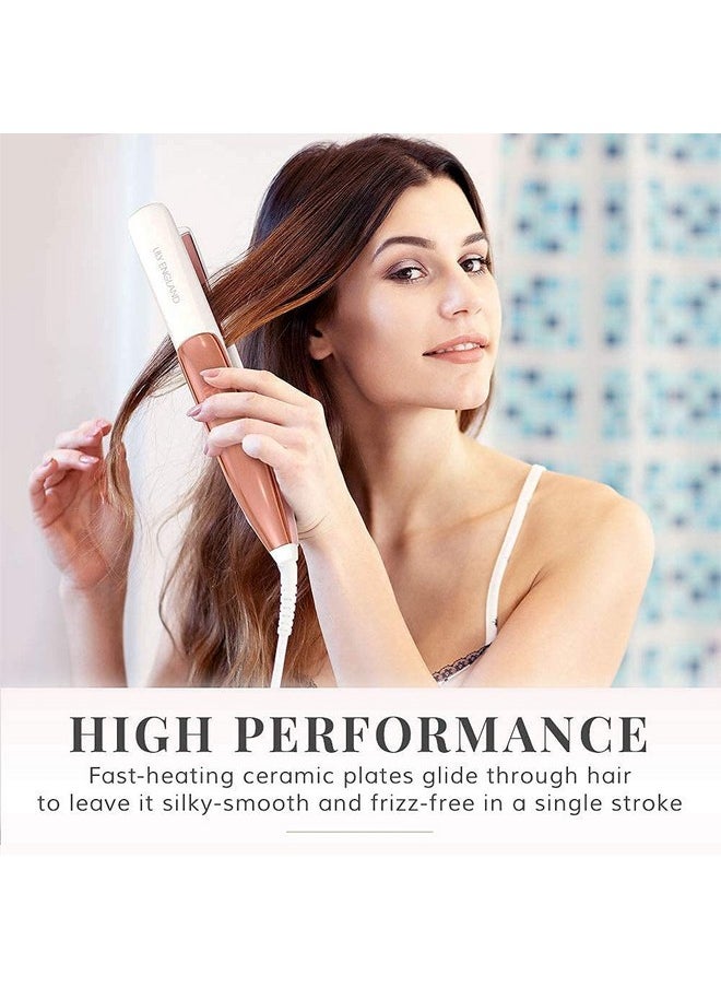 Lily England - Hair Straightener And Curler 2 In 1 212°F 446°F Adjustable Temperature Dual Voltage 1 Inch Ceramic Rose Gold Flat Iron Hair Straightener Curling Iron In One By Lily England - Image 1