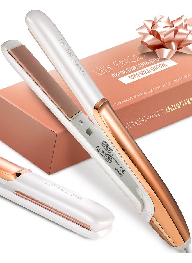 Lily England - Hair Straightener And Curler 2 In 1 212°F 446°F Adjustable Temperature Dual Voltage 1 Inch Ceramic Rose Gold Flat Iron Hair Straightener Curling Iron In One By Lily England - Image 1