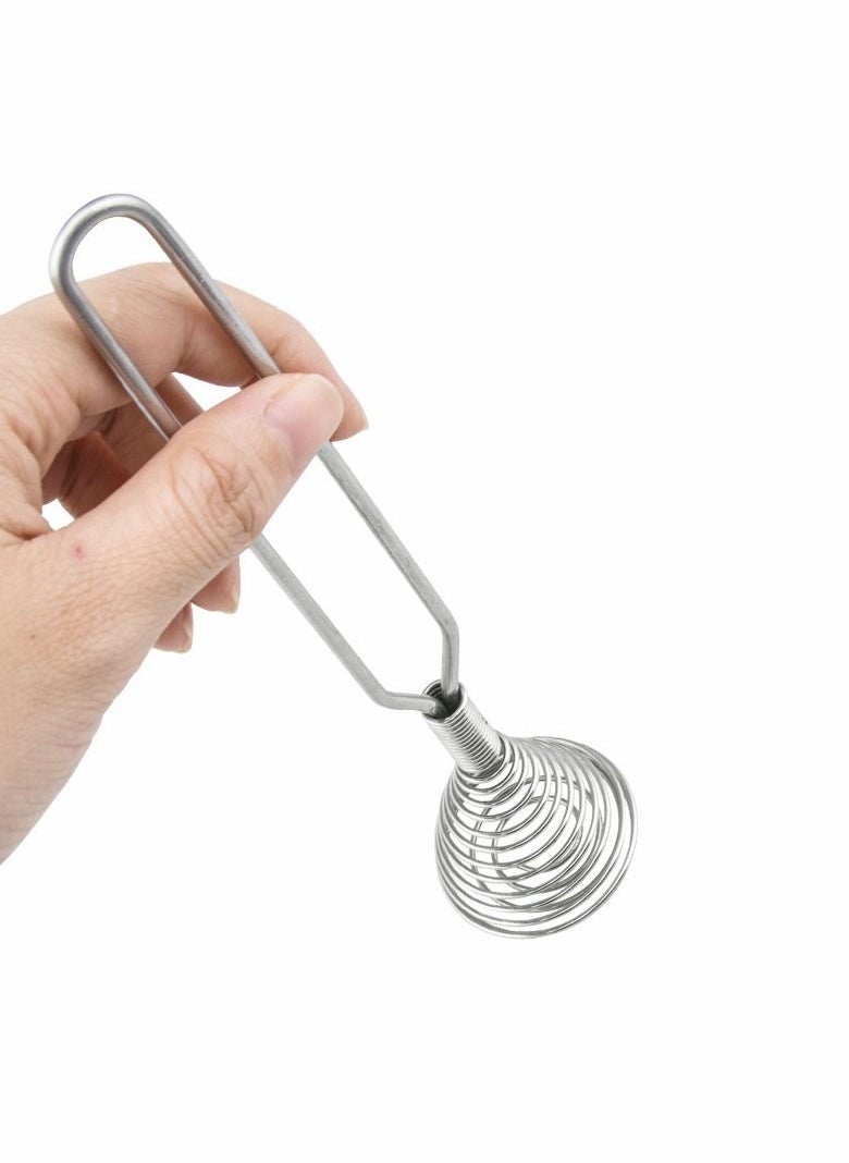 NIBEMINENT - Kitchen Stainless Steel Spring Egg Whisk, 4 Pcs 8.46 Inches Whisk Hand Push Blender French Style Wire for Beater Utensil Blending Whisking Beating and Stirring - Image 1