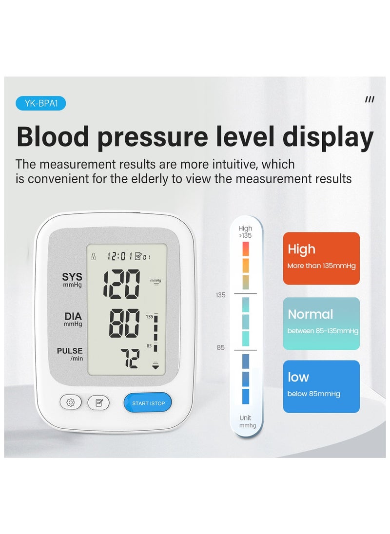 Blood Pressure Monitor Upper Arm Digital BP Machine for Adults Automatic Cuff with Memory and Pulse Rate