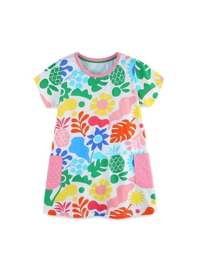 YUNIQEE Multicolour A-Line Crew Neck Floral Dress