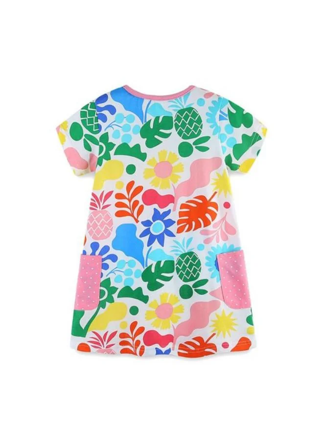 YUNIQEE Multicolour A-Line Crew Neck Floral Dress