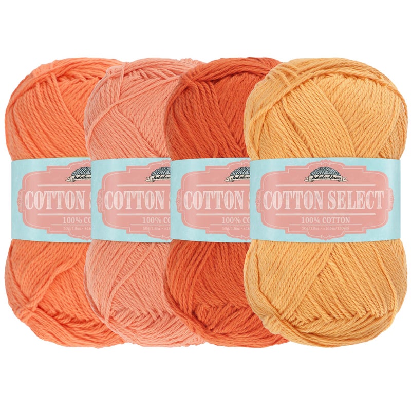 BambooMN JubileeYarn Cotton Select Yarn 50gSkein Sport Weight Shades of Orange 4 Skeins - Image 3