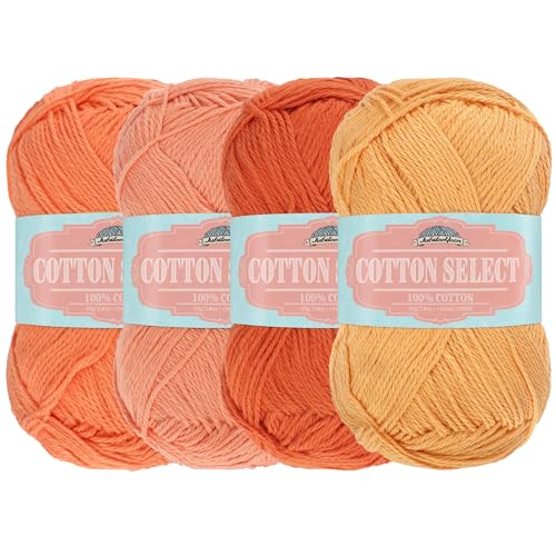 BambooMN JubileeYarn Cotton Select Yarn 50gSkein Sport Weight Shades of Orange 4 Skeins - Image 1