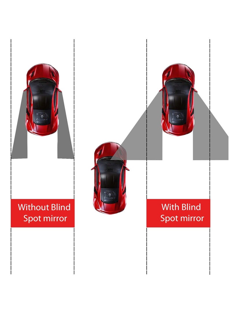 VIUAUAX 2 Pcs مرايا نقطة عمياء للسيارات، مرآة نقطة عمياء، محدب صغير دائري قابل للضبط 360 درجة دوران زاوية واسعة منظر خلفي لجميع المركبات سيارة عالمية، 2"زجاج عالي الدقة دائري عديم الإطار مرايا الرؤية الخلفية محدبة ملحقات خارجية مع ذراع زاوية واسعة قابلة للضبط - Image 2