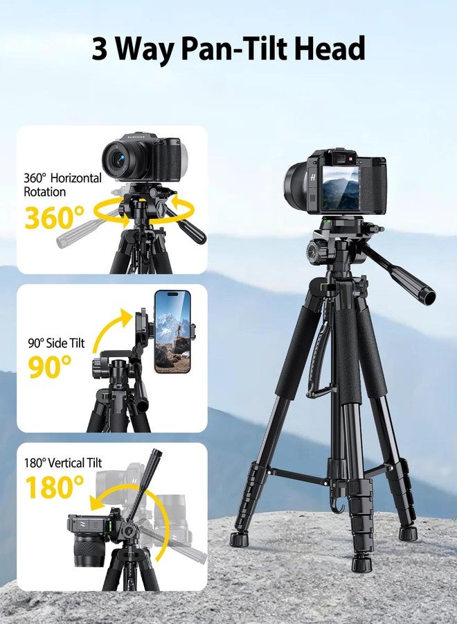 UBeesize 67ââ‚¬Â Camera Tripod with Travel Bag, Cell Phone Tripod with Wireless Remote and Phone Holder, Compatible with All Cameras, Cell Phones, Projector, Webcam, Spotting Scopes - Image 4